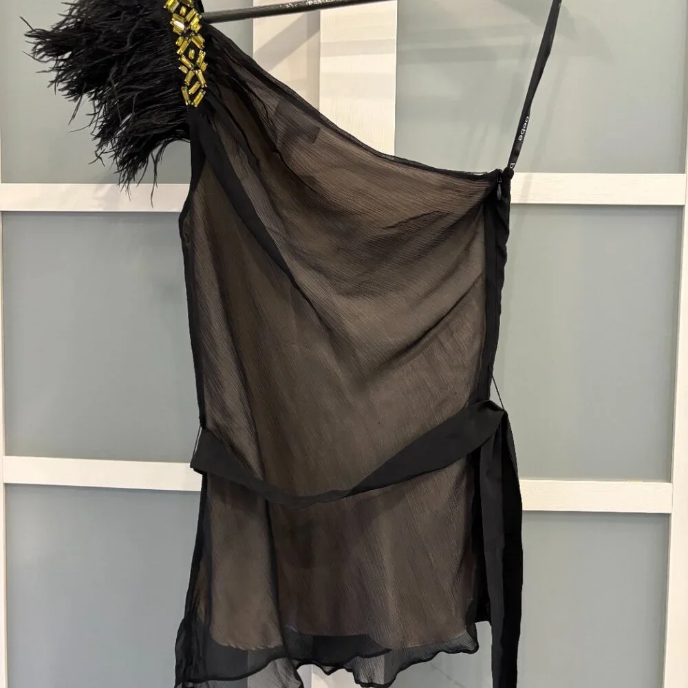 bebe Black and Gold Sheer Top - Picture 3 of 3